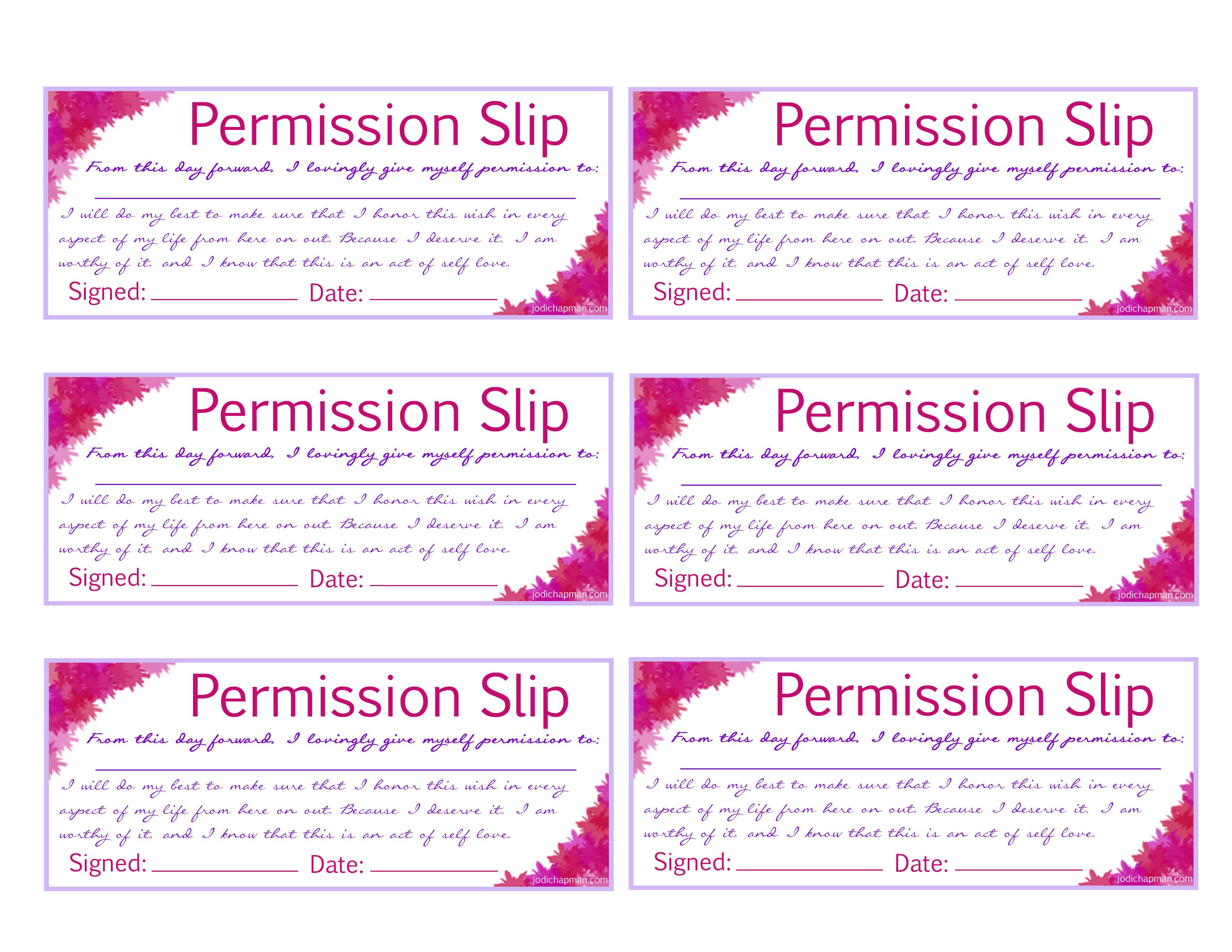 Your Permission Slip Free Print Out 